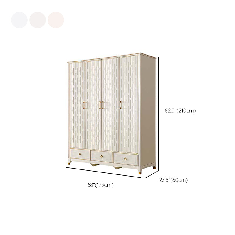 Rubberwood Wardrobe Cabinet Modern White Wardrobe Armoire with Legs