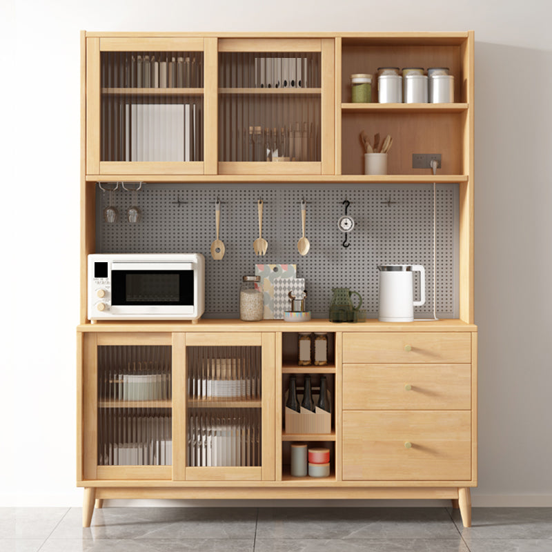 Contemporary Side Board Solid Wood Sideboard with Cabinets and Drawers