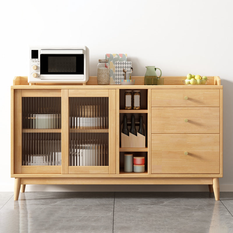 Contemporary Side Board Solid Wood Sideboard with Cabinets and Drawers