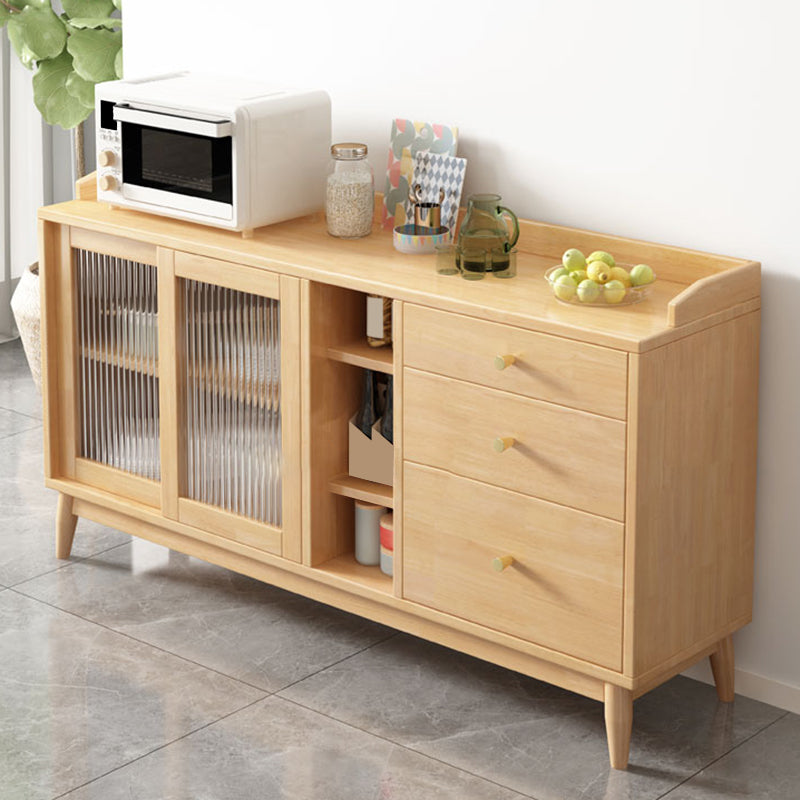 Contemporary Side Board Solid Wood Sideboard with Cabinets and Drawers