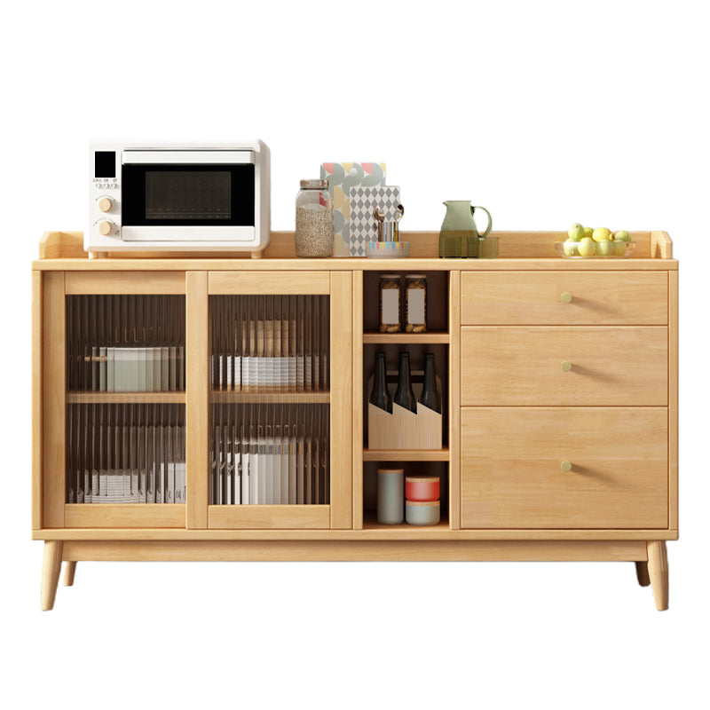 Contemporary Side Board Solid Wood Sideboard with Cabinets and Drawers