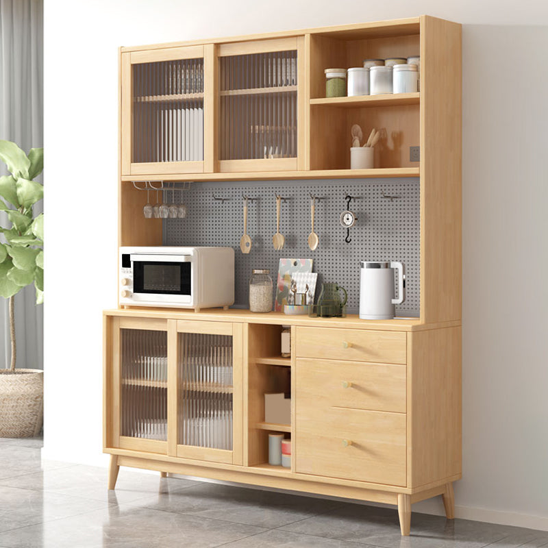 Contemporary Side Board Solid Wood Sideboard with Cabinets and Drawers