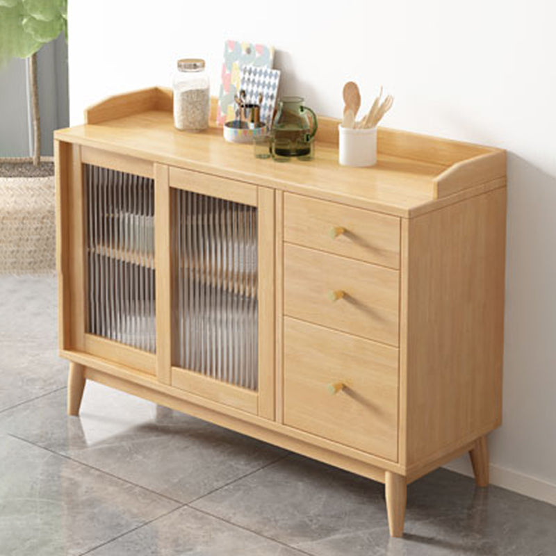 Contemporary Side Board Solid Wood Sideboard with Cabinets and Drawers