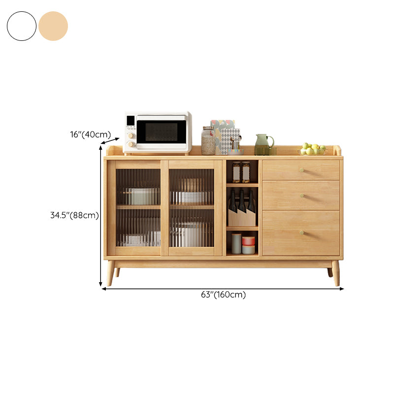 Contemporary Side Board Solid Wood Sideboard with Cabinets and Drawers