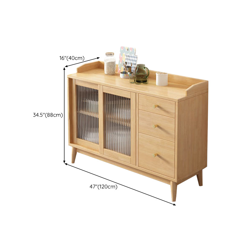 Contemporary Side Board Solid Wood Sideboard with Cabinets and Drawers