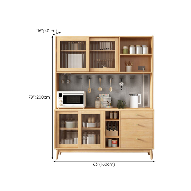 Contemporary Side Board Solid Wood Sideboard with Cabinets and Drawers