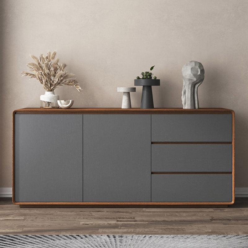 Wood Buffet Table Contemporary Style Side Board with Cabinets and Drawers