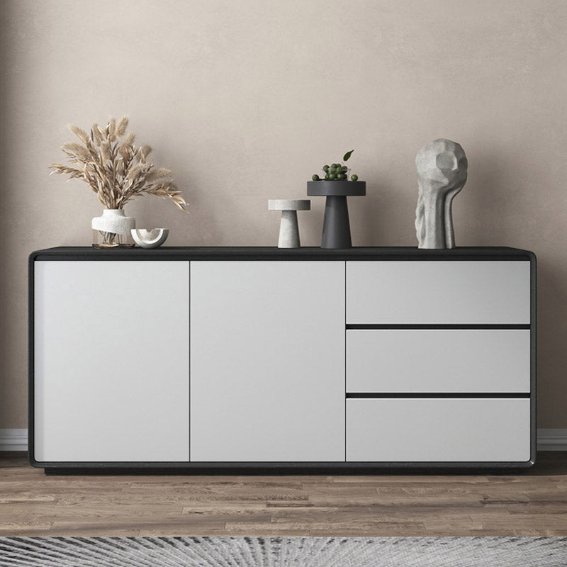 Wood Buffet Table Contemporary Style Side Board with Cabinets and Drawers