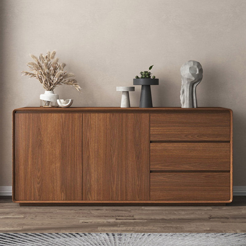 Wood Buffet Table Contemporary Style Side Board with Cabinets and Drawers