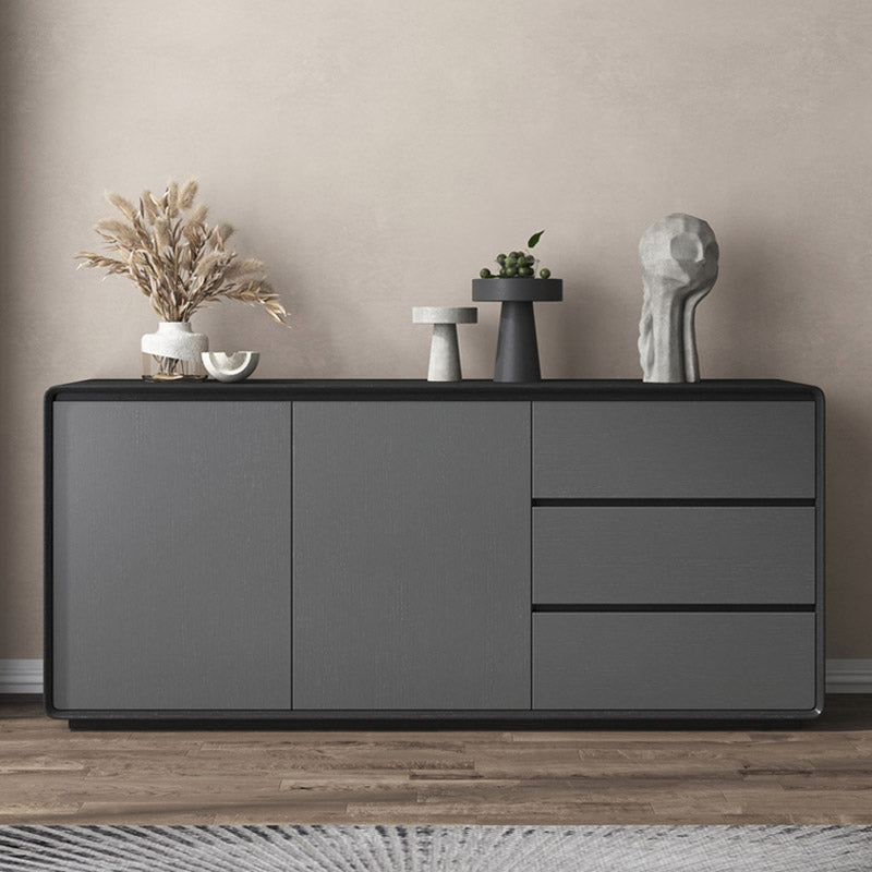 Wood Buffet Table Contemporary Style Side Board with Cabinets and Drawers