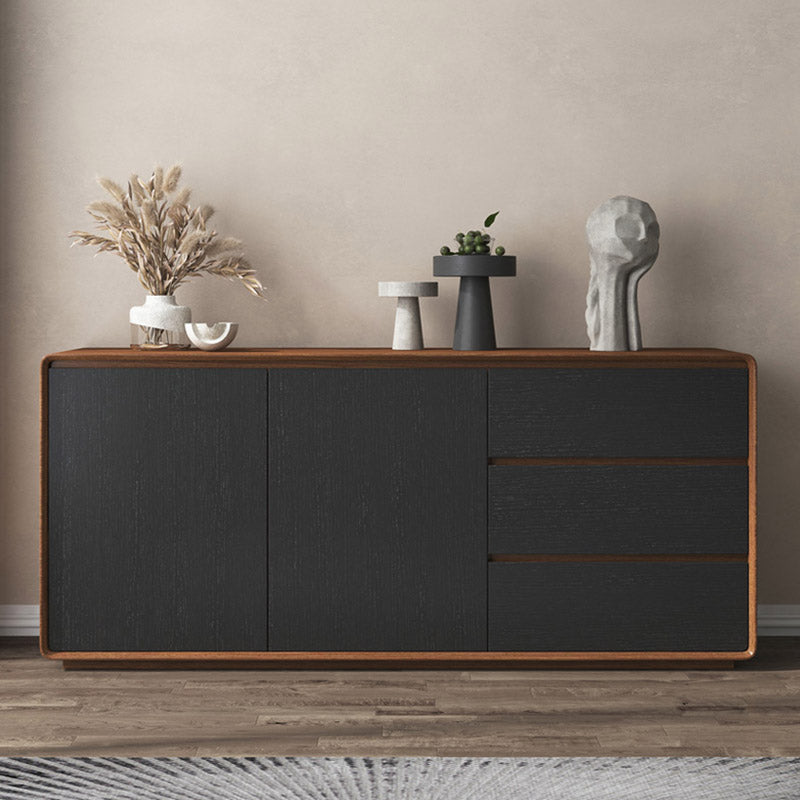 Wood Buffet Table Contemporary Style Side Board with Cabinets and Drawers