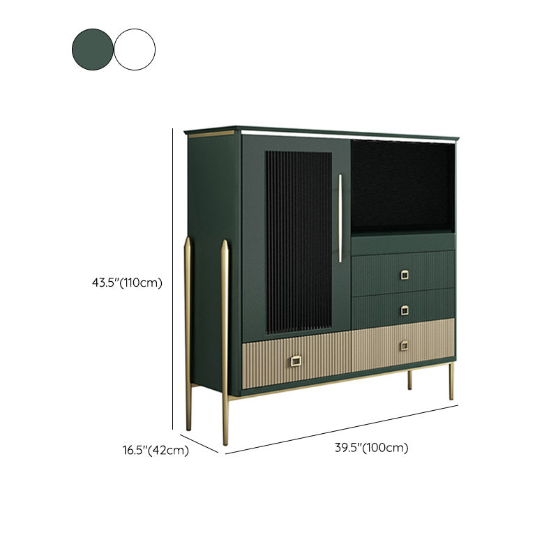 Solid Wood Buffet Table Contemporary Side Board with Cabinets and Drawers