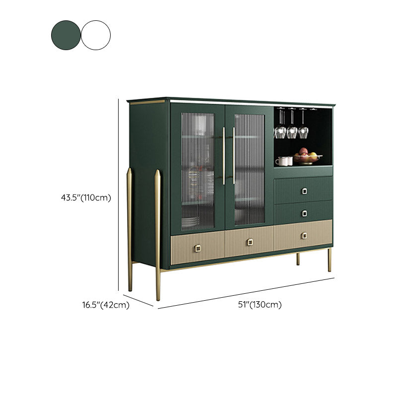 Solid Wood Buffet Table Contemporary Side Board with Cabinets and Drawers