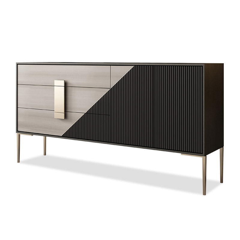 Wood Buffet Table Modern and Contemporary Side Board with Cabinets and Drawers