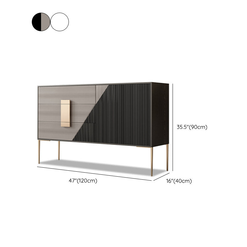 Wood Buffet Table Modern and Contemporary Side Board with Cabinets and Drawers