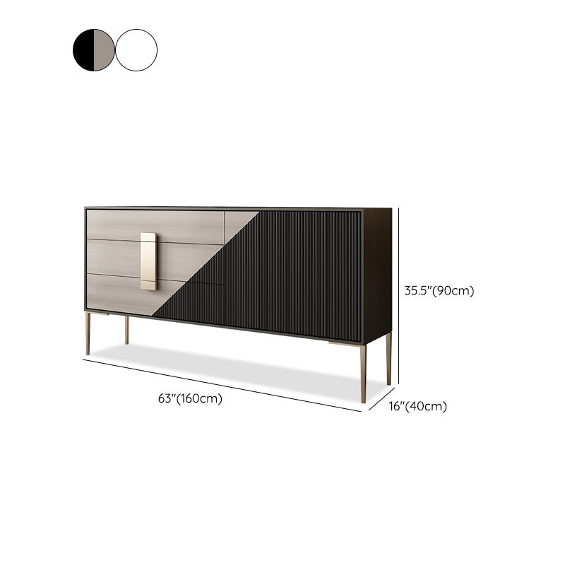 Wood Buffet Table Modern and Contemporary Side Board with Cabinets and Drawers