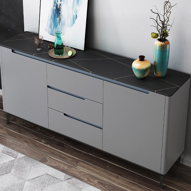 Modern and Contemporary Credenza Stone Buffet with Cabinets and Drawers