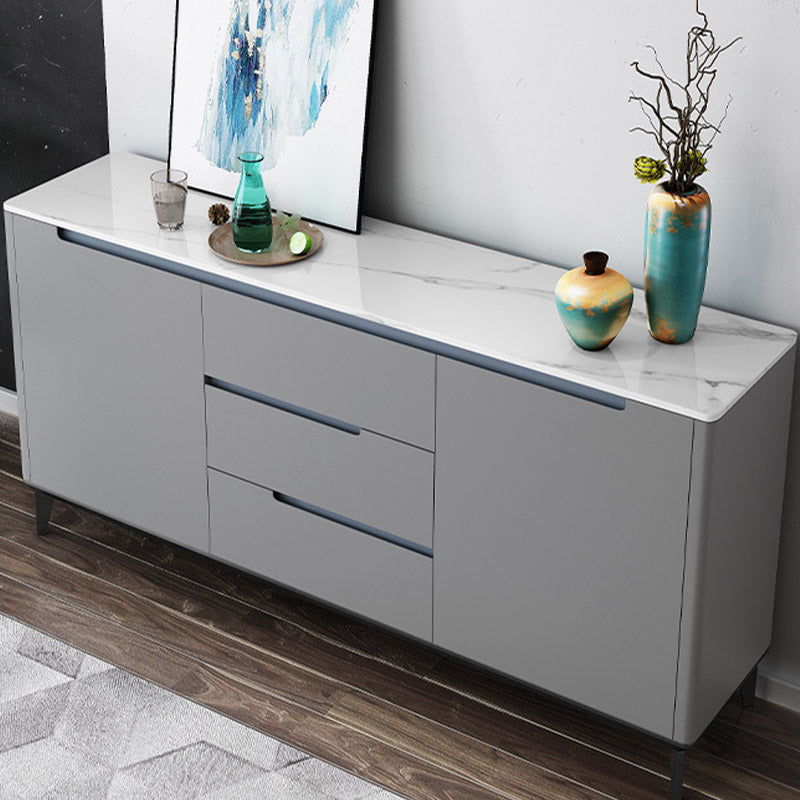 Modern and Contemporary Credenza Stone Buffet with Cabinets and Drawers