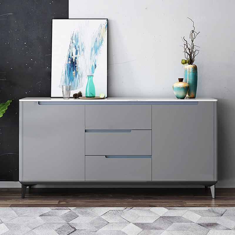 Modern and Contemporary Credenza Stone Buffet with Cabinets and Drawers