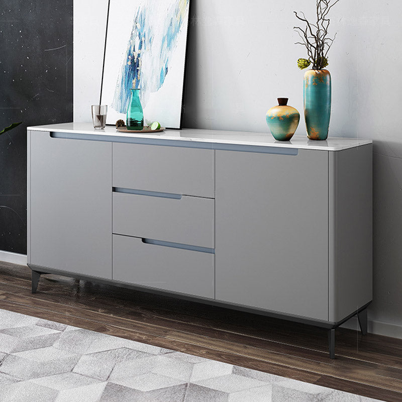 Modern and Contemporary Credenza Stone Buffet with Cabinets and Drawers