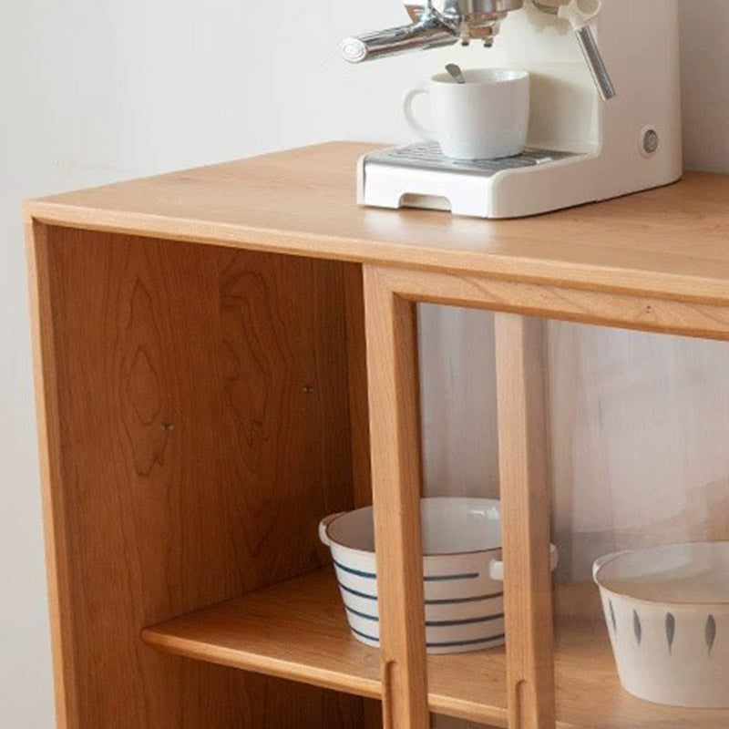 Solid Wood Buffet Table Modern and Contemporary Side Board with Cabinets and Drawers