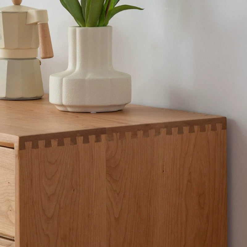 Solid Wood Buffet Table Modern and Contemporary Side Board with Cabinets and Drawers