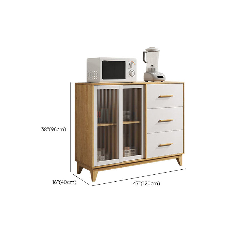 Modern Style Sideboard Engineered Wood Sideboard with Glass Door