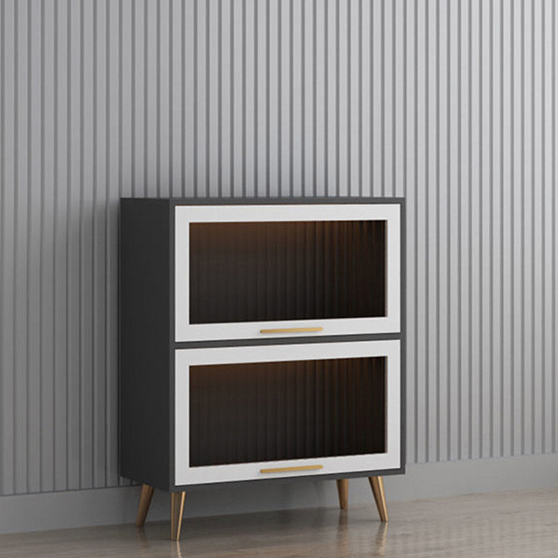 Glam Glass Door Sideboard Engineered Wood Side Board without LED Lights