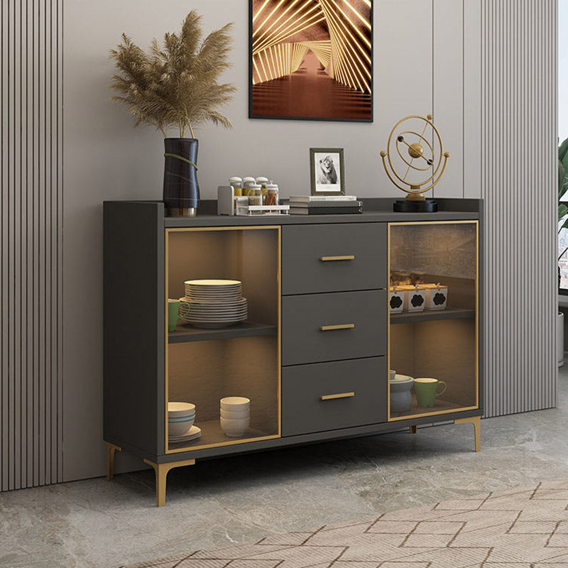 Glam Style Sideboard Engineered Wood Sideboard with LED Lights