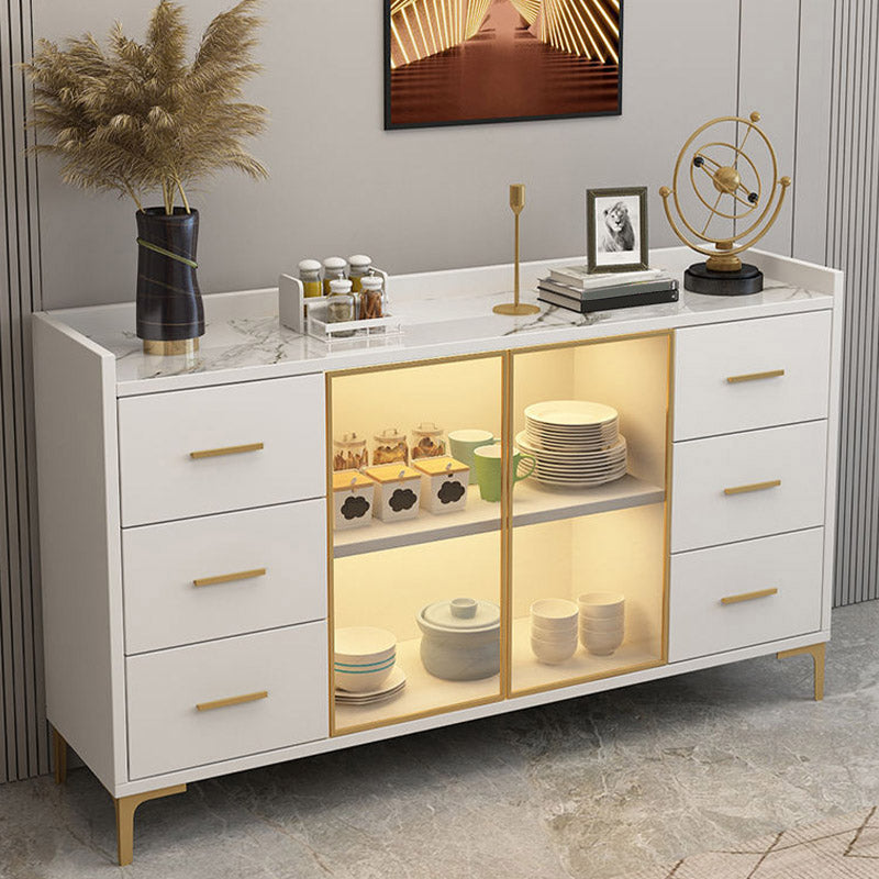 Glam Style Sideboard Engineered Wood Sideboard with LED Lights