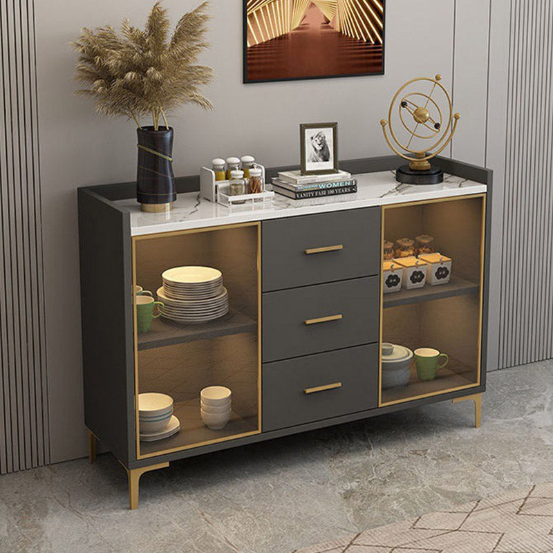 Glam Style Sideboard Engineered Wood Sideboard with LED Lights