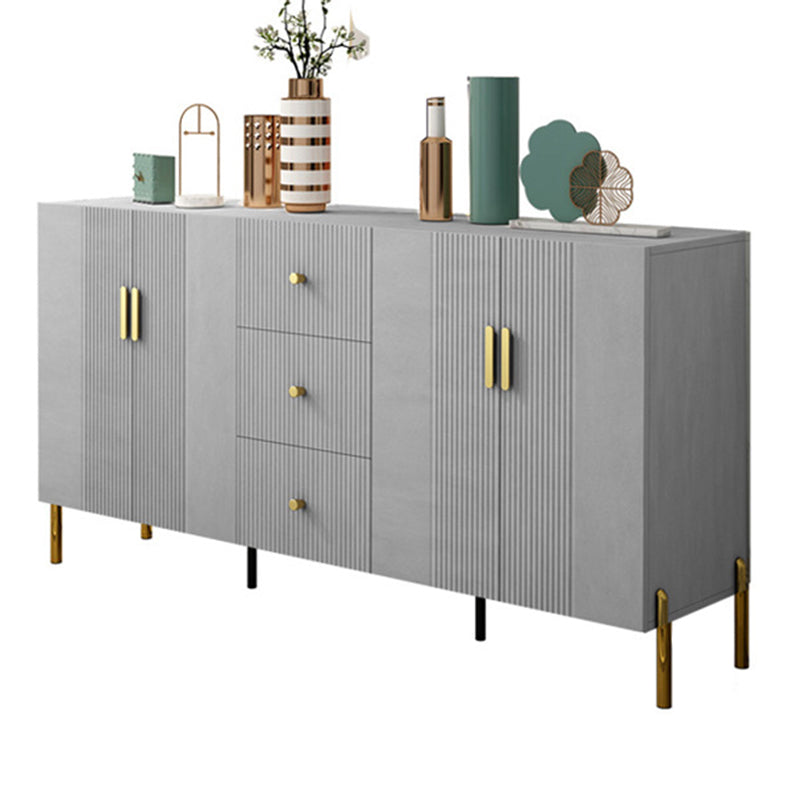 Glam Glass Door Sideboard Engineered Wood Side Board with 3 Drawers