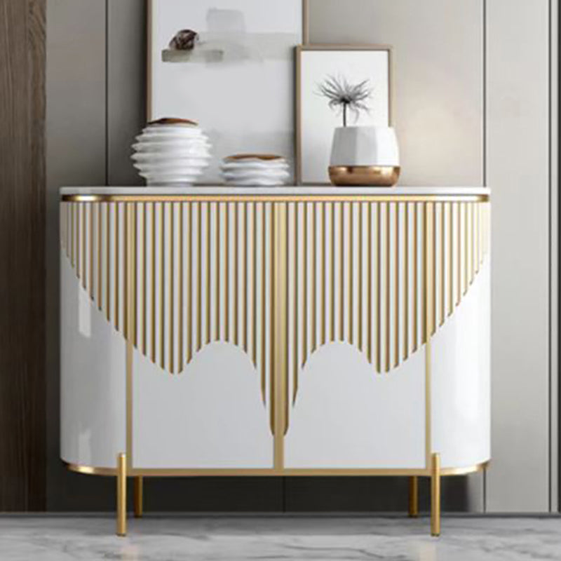 Faux Marble Top Sideboard Engineered Wood Sideboard for Kitchen Use