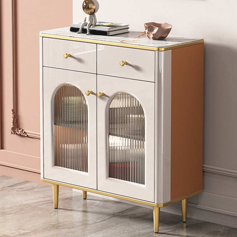 Glam Style Sideboard White Stone Top Side Board with Gold Legs