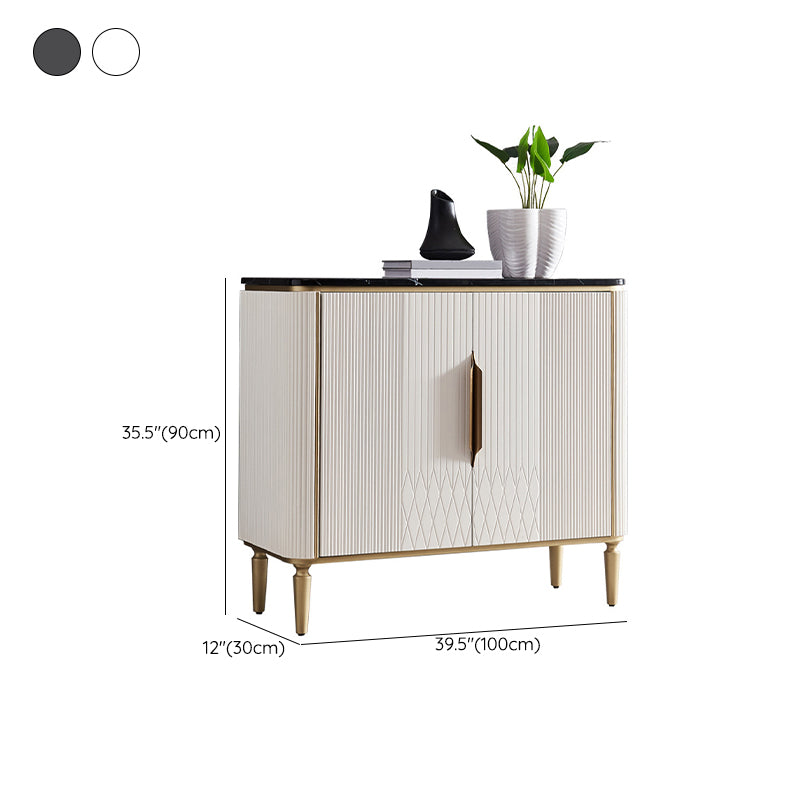 Modern Stone Top Sideboard Engineered Wood Side Board with 2-Door