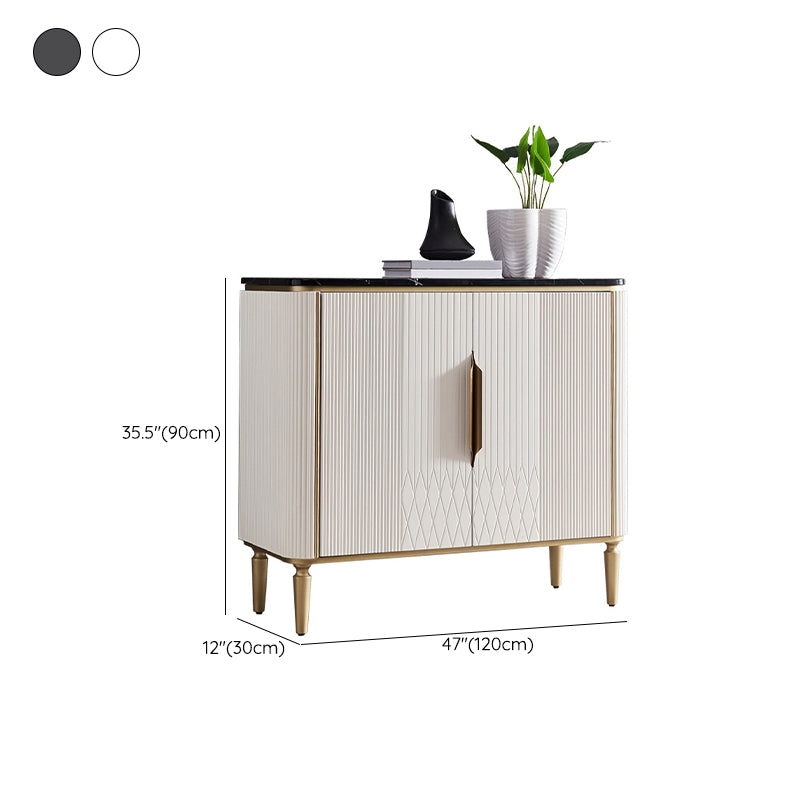 Modern Stone Top Sideboard Engineered Wood Side Board with 2-Door