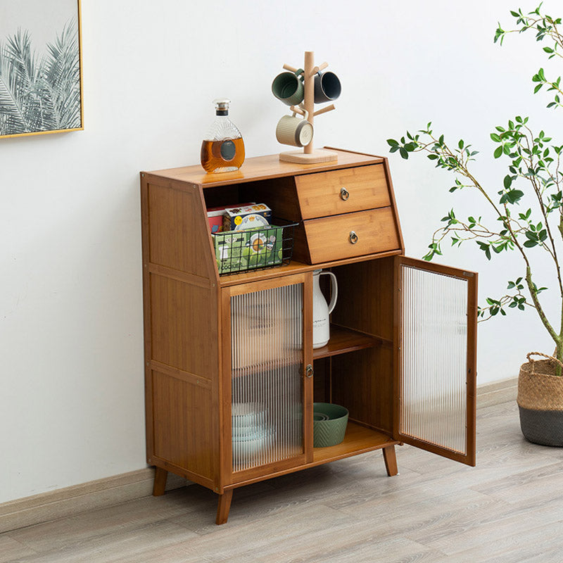 Wood Buffet Table Modern Side Board with Cabinets and Drawer