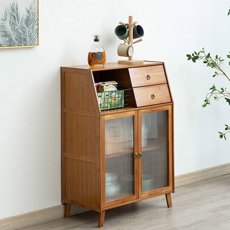 Wood Buffet Table Modern Side Board with Cabinets and Drawer