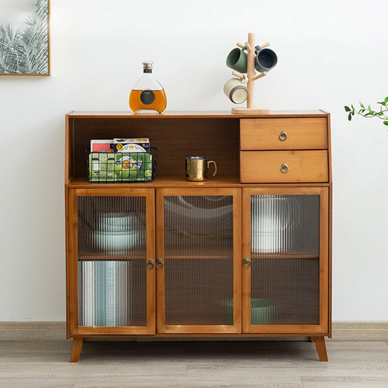 Wood Buffet Table Modern Side Board with Cabinets and Drawer