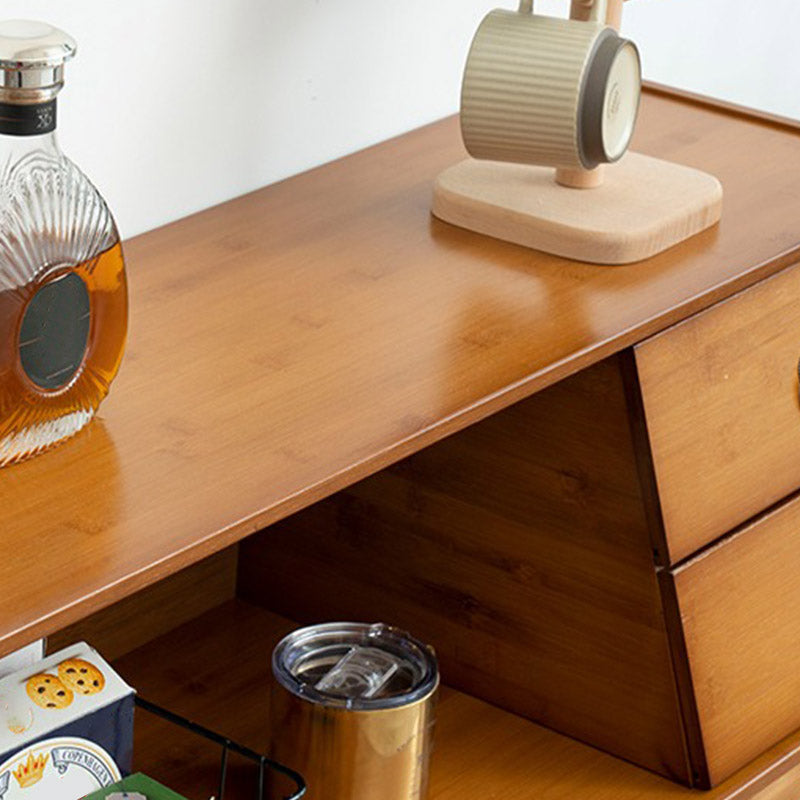 Wood Buffet Table Modern Side Board with Cabinets and Drawer