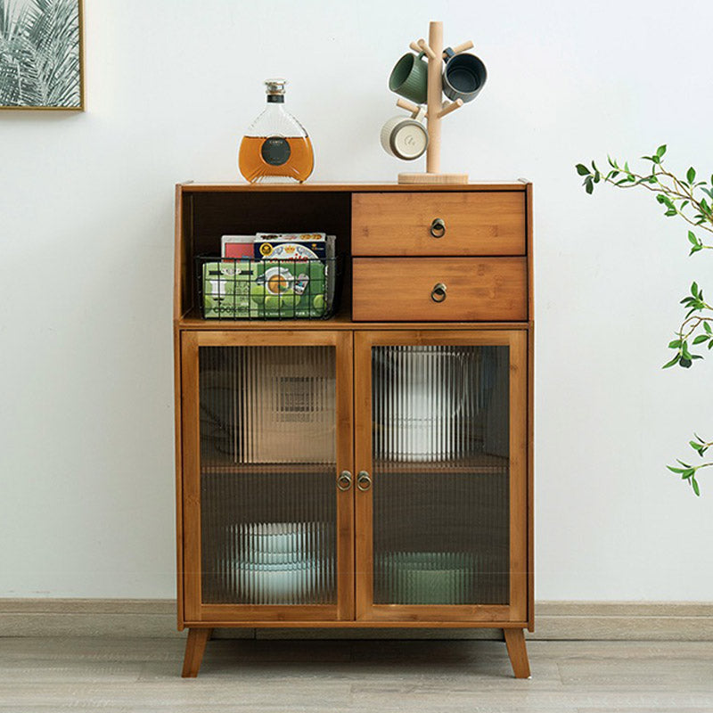 Wood Buffet Table Modern Side Board with Cabinets and Drawer