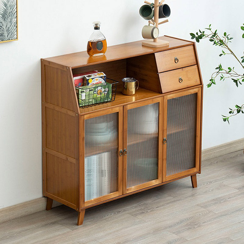 Wood Buffet Table Modern Side Board with Cabinets and Drawer