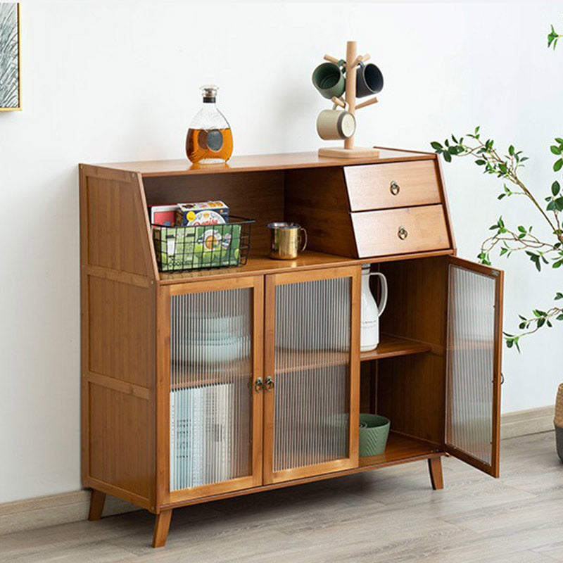 Wood Buffet Table Modern Side Board with Cabinets and Drawer