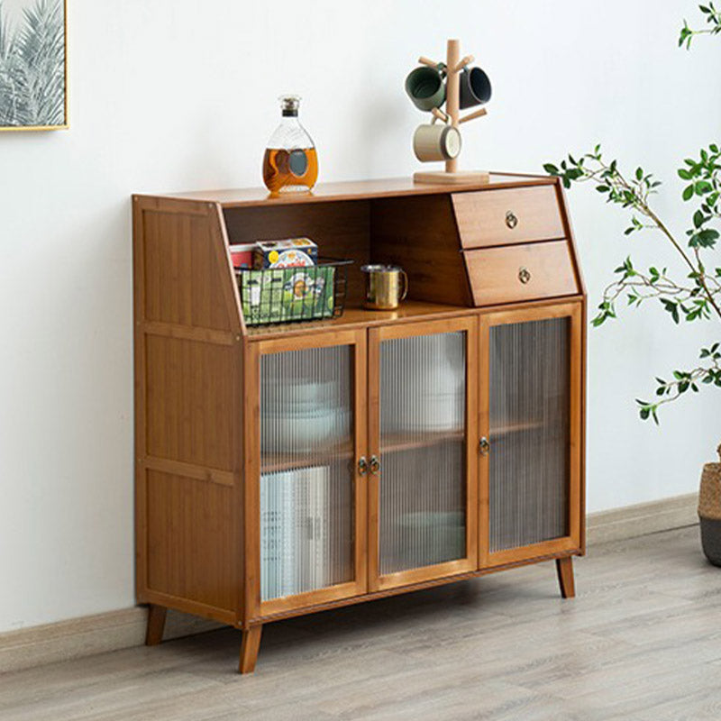 Wood Buffet Table Modern Side Board with Cabinets and Drawer