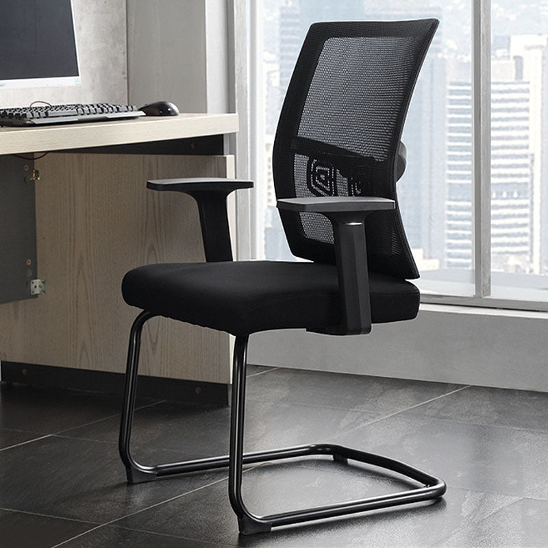 Modern Ergonomic Office Chair No Wheels Fixed Arms Upholstered No Distressing Desk Chair