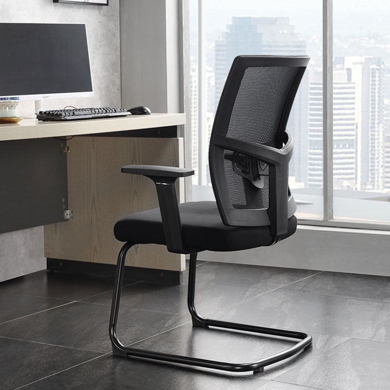 Modern Ergonomic Office Chair No Wheels Fixed Arms Upholstered No Distressing Desk Chair