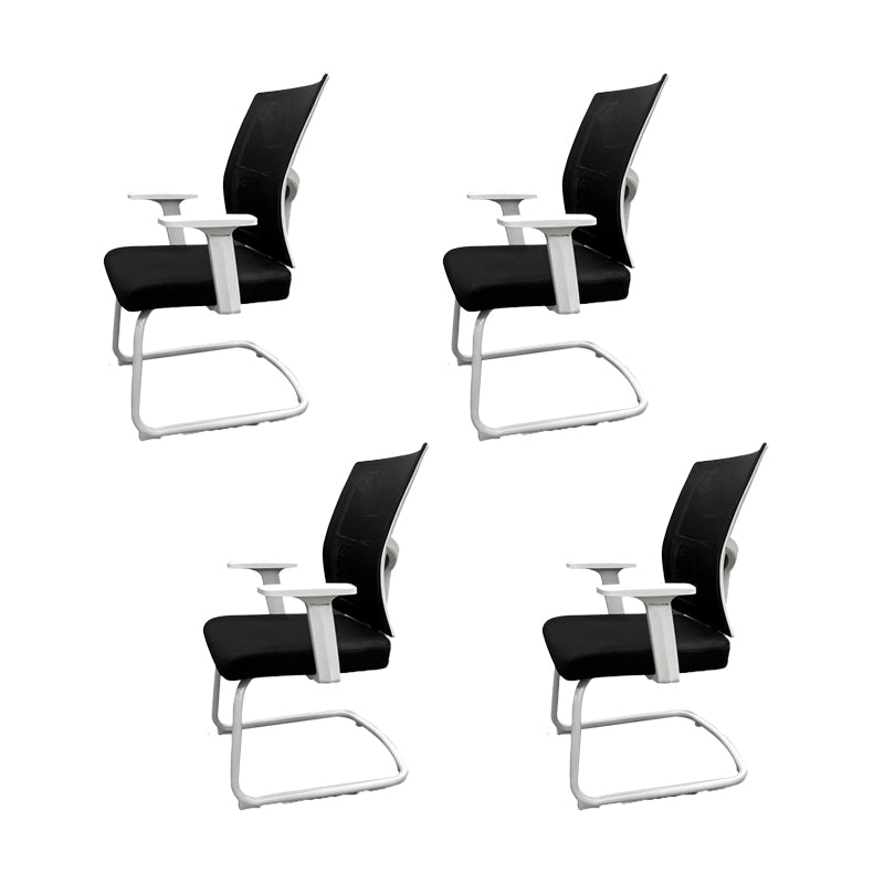 Modern Ergonomic Office Chair No Wheels Fixed Arms Upholstered No Distressing Desk Chair