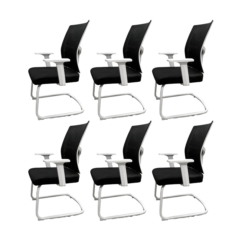 Modern Ergonomic Office Chair No Wheels Fixed Arms Upholstered No Distressing Desk Chair