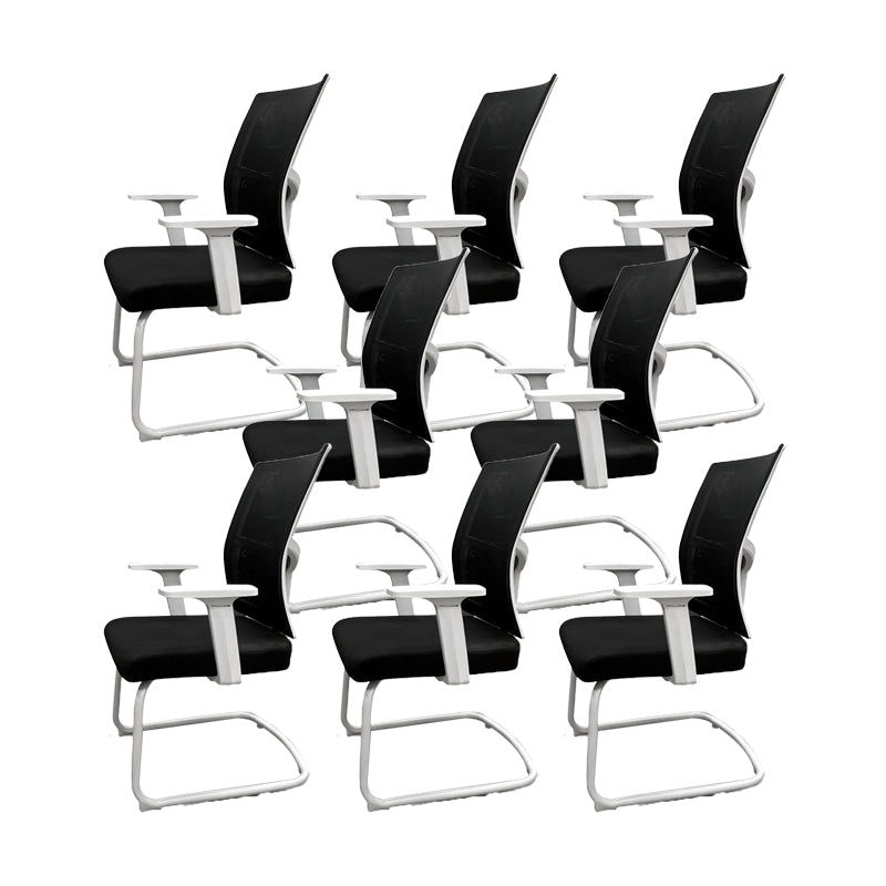 Modern Ergonomic Office Chair No Wheels Fixed Arms Upholstered No Distressing Desk Chair