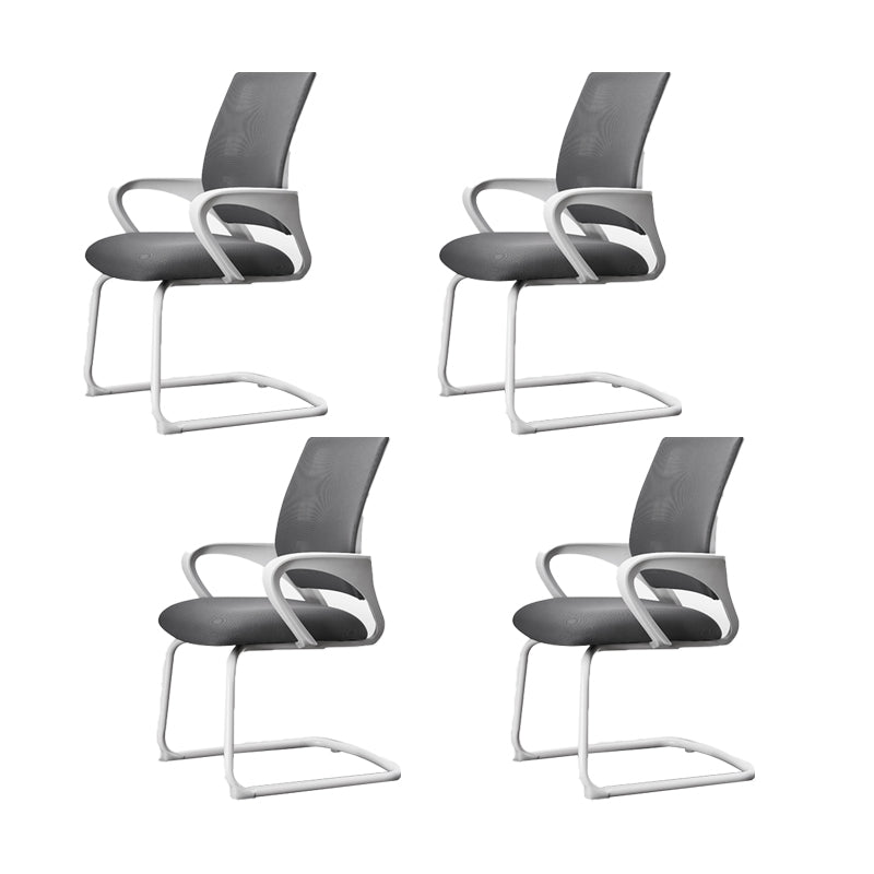 Modern Ergonomic Office Chair No Wheels Fixed Arms Upholstered No Distressing Desk Chair